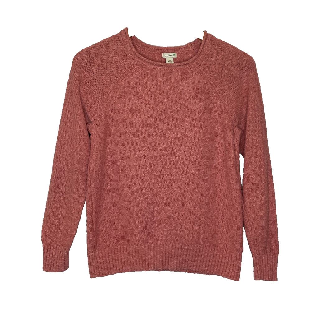 Women's XS L.L.Bean Midweight Cotton Slub Rollneck Mauve Pink Sweater